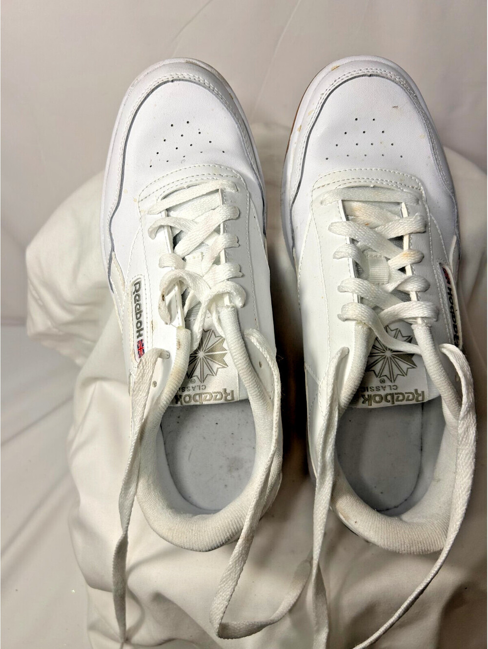 Reebok Club Memt White Leather Low Top Sneakers Mens Shoes Lace Up Classic 8.5